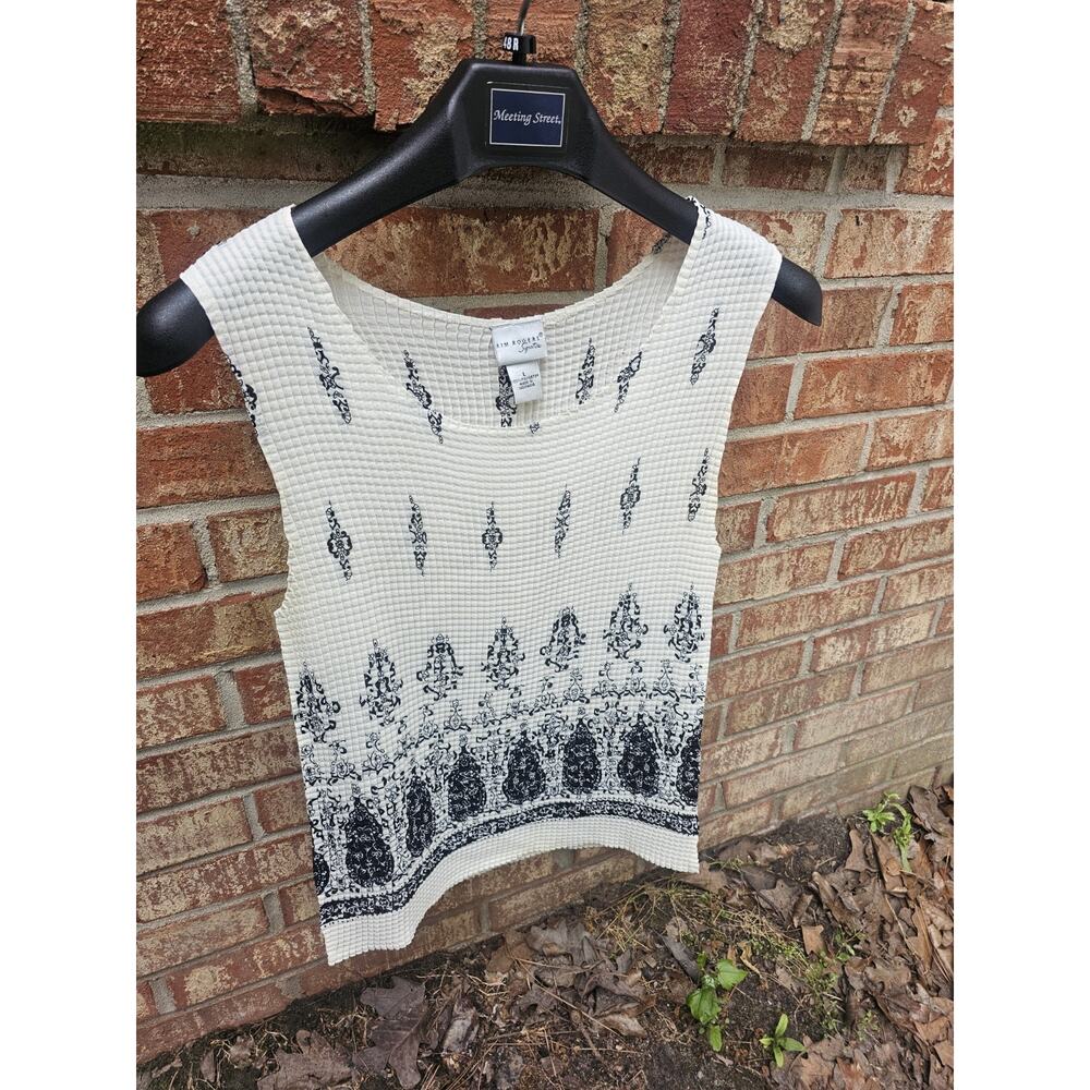 Large L Popcorn Bubble Knit Sleeveless Tank Top Y2K 90s Aesthetic Textured Indi